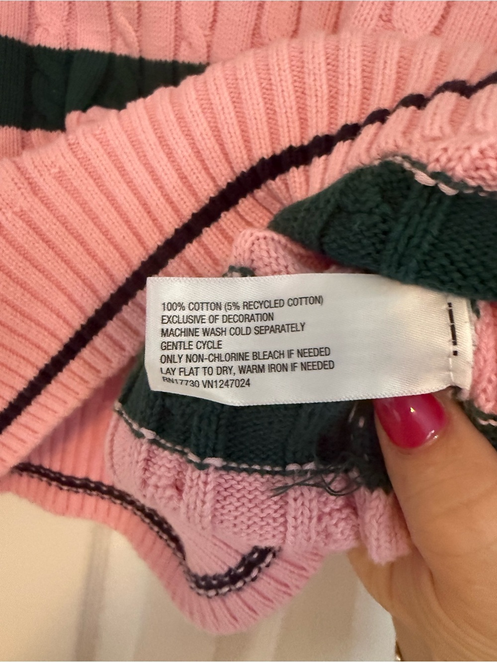 Pink & Green Cable Knit Golf Sweater - Picture 3 of 5